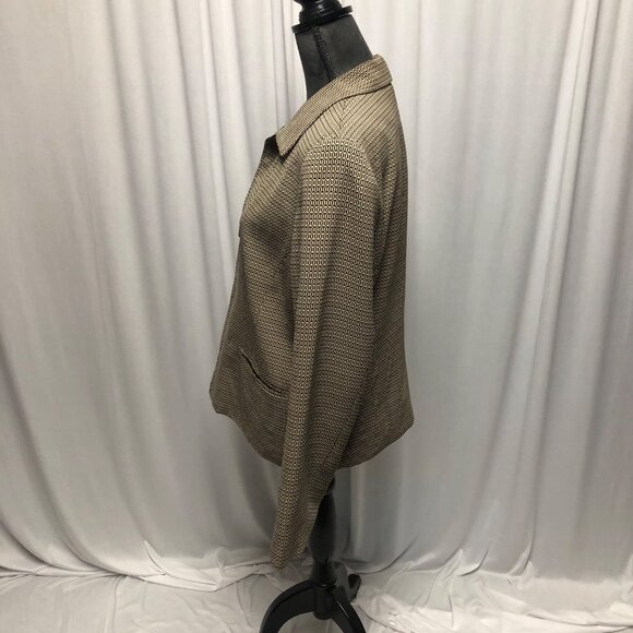 Norton McNaughton Blazer Womens Size 10 Tan Black Zipper Pockets Lined Jacket - Picture 3 of 6